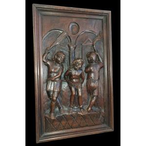 Wooden Panel "the Flagellation" 16th Century 