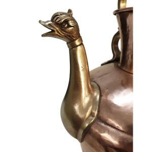 Large Copper And Brass Ewer, 19th Century 