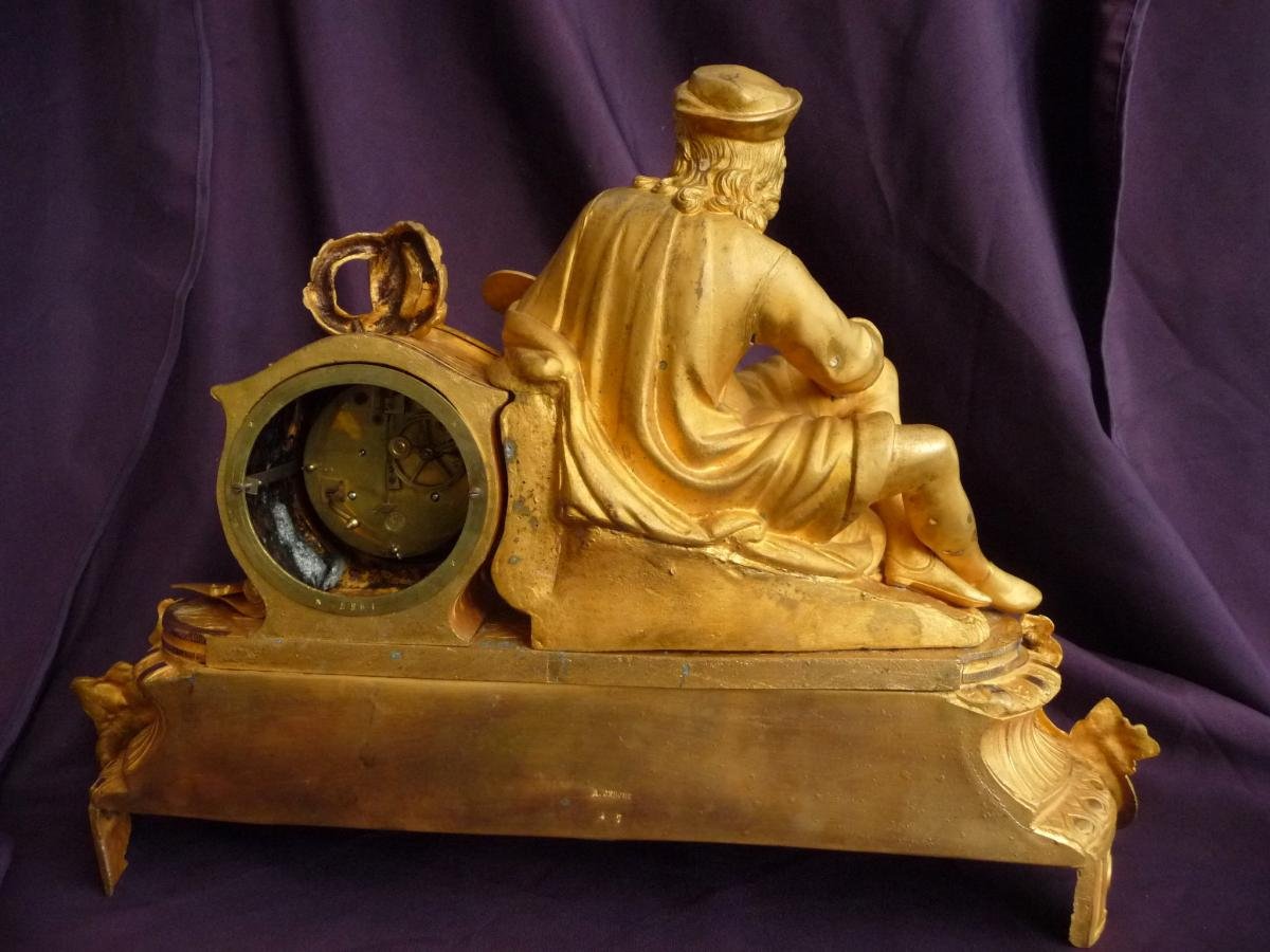 Pendule En Bronze Et R&eacute;gule Dor&eacute; Et Son Globe En Verre-photo-5