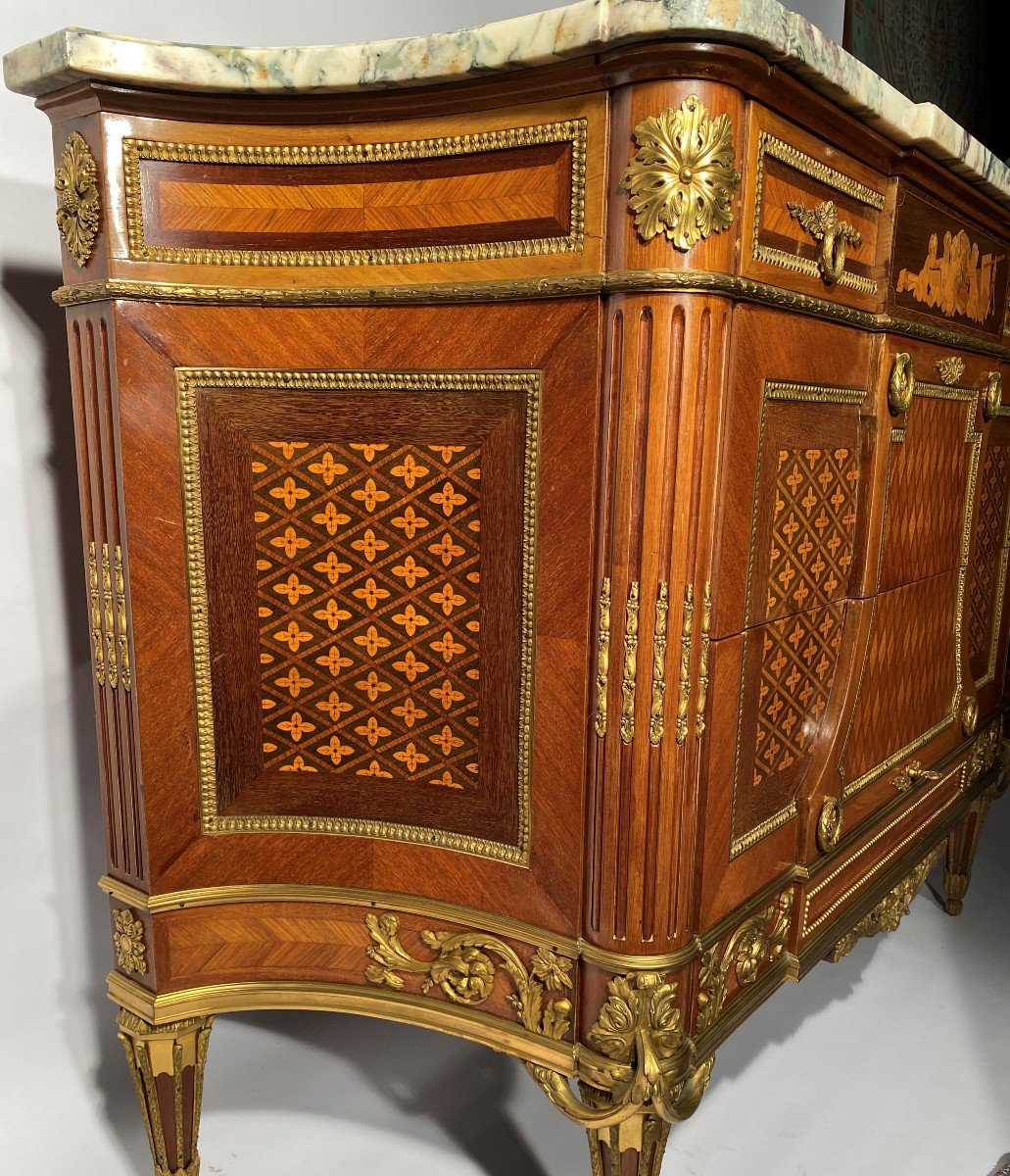  Commode En Marqueterie Dans Le Style De Jean Henri Riesener-photo-3