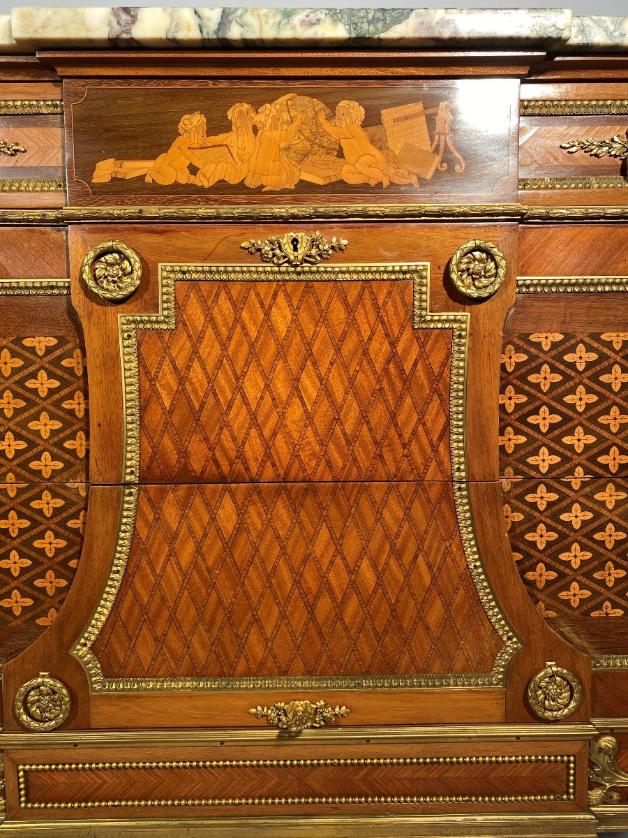  Commode En Marqueterie Dans Le Style De Jean Henri Riesener-photo-5