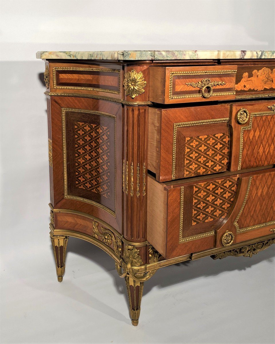  Commode En Marqueterie Dans Le Style De Jean Henri Riesener-photo-6