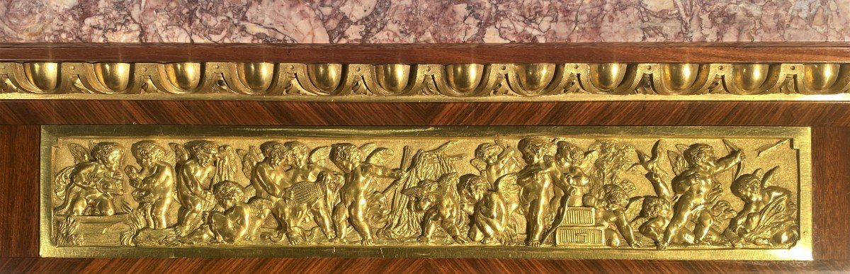 Vitrine Napoléon III En Marqueterie Et Bronzes Dorés De Style Louis XVI-photo-2