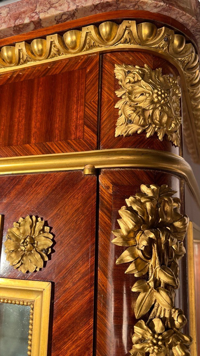 Vitrine Napoléon III En Marqueterie Et Bronzes Dorés De Style Louis XVI-photo-3