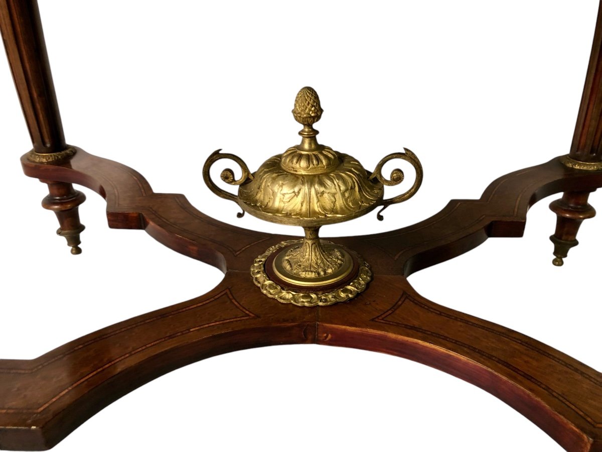 Large Table De Milieu Napoléon III  En Marqueterie Et Bronzes-photo-3