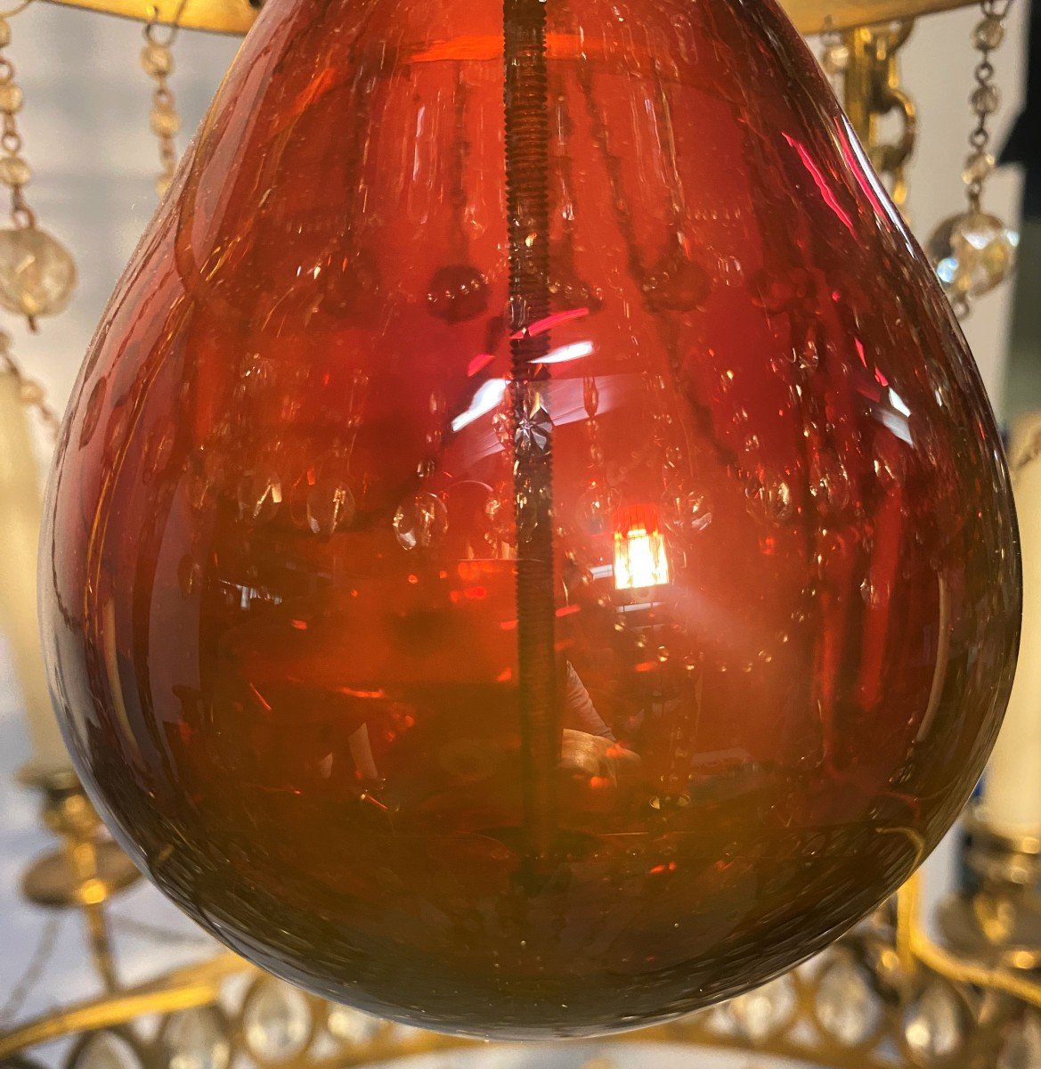 Rare Russian Chandelier In Gilt Bronze, Glass And Crystal, Late 18th Century-photo-2