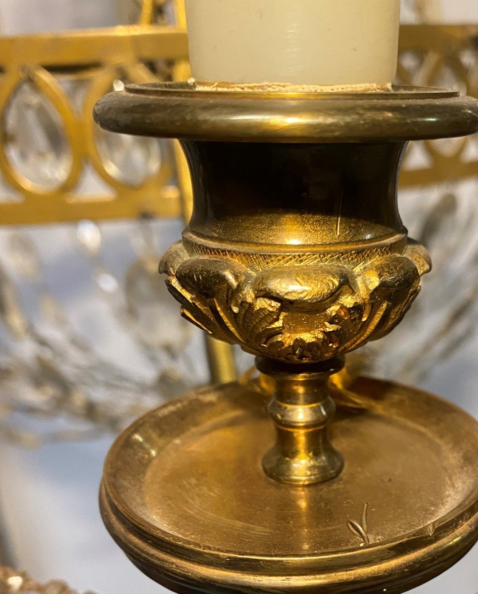 Rare Russian Chandelier In Gilt Bronze, Glass And Crystal, Late 18th Century-photo-1