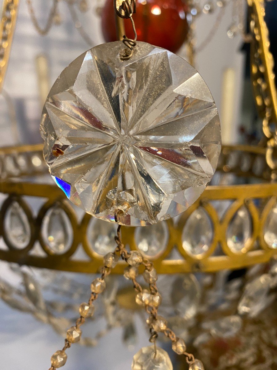 Rare Russian Chandelier In Gilt Bronze, Glass And Crystal, Late 18th Century-photo-3