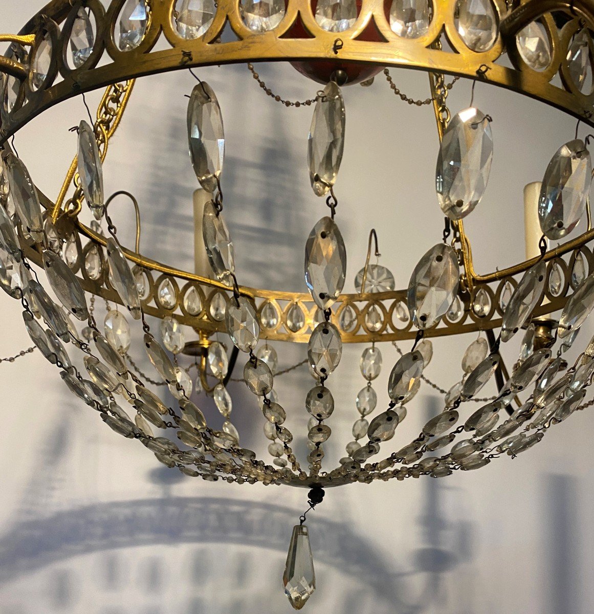 Rare Russian Chandelier In Gilt Bronze, Glass And Crystal, Late 18th Century-photo-8