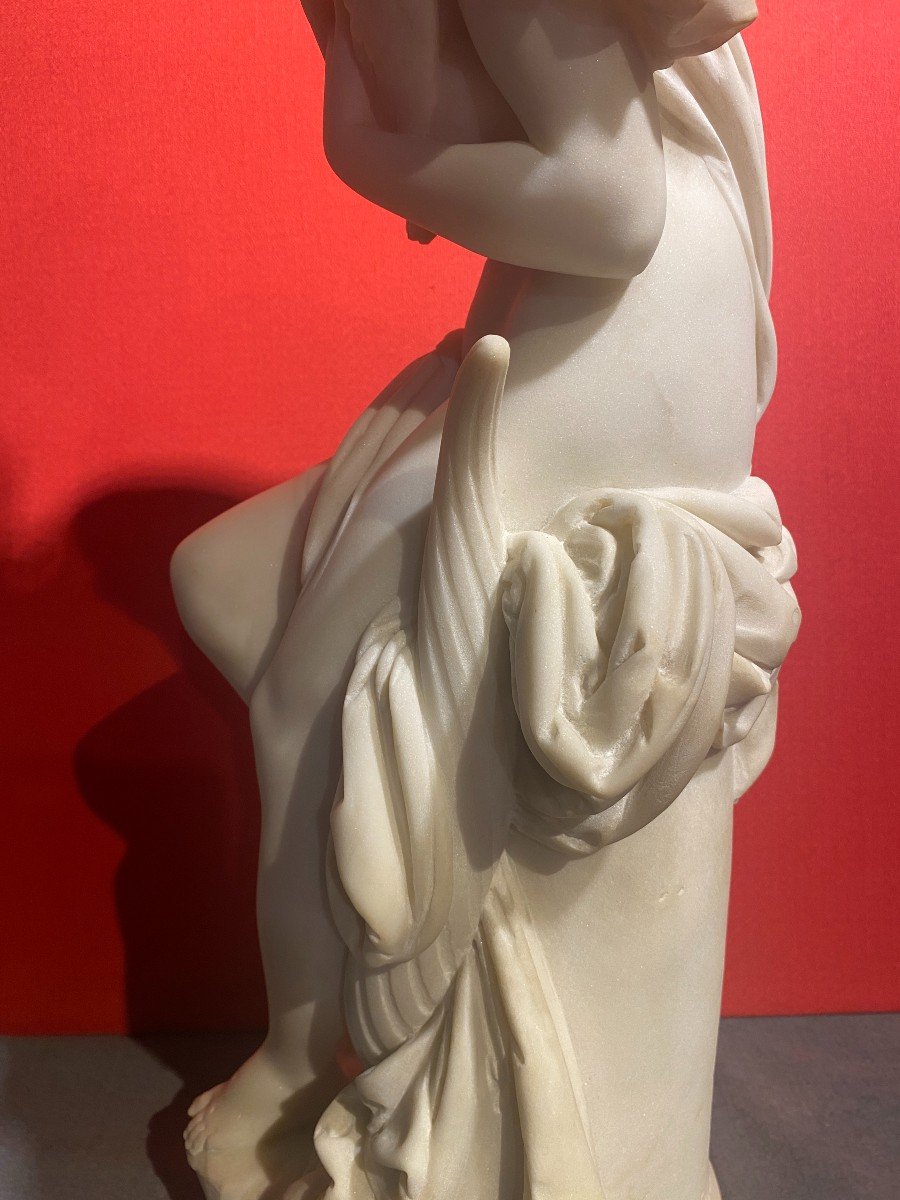 Carrara Marble Group "young Girl With Birds" By Carrier Belleuse-photo-6