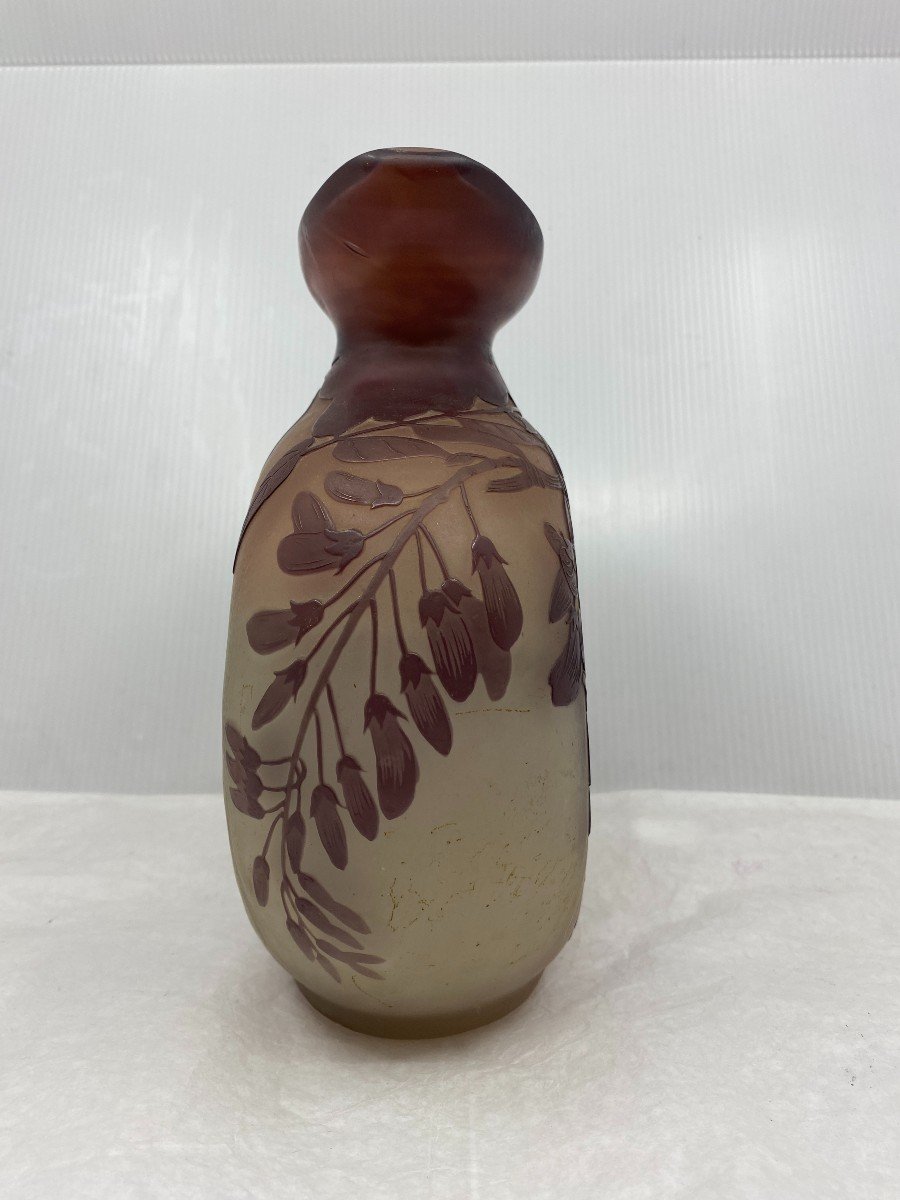 Gallé Gourd Vase With Wisteria Decor-photo-3