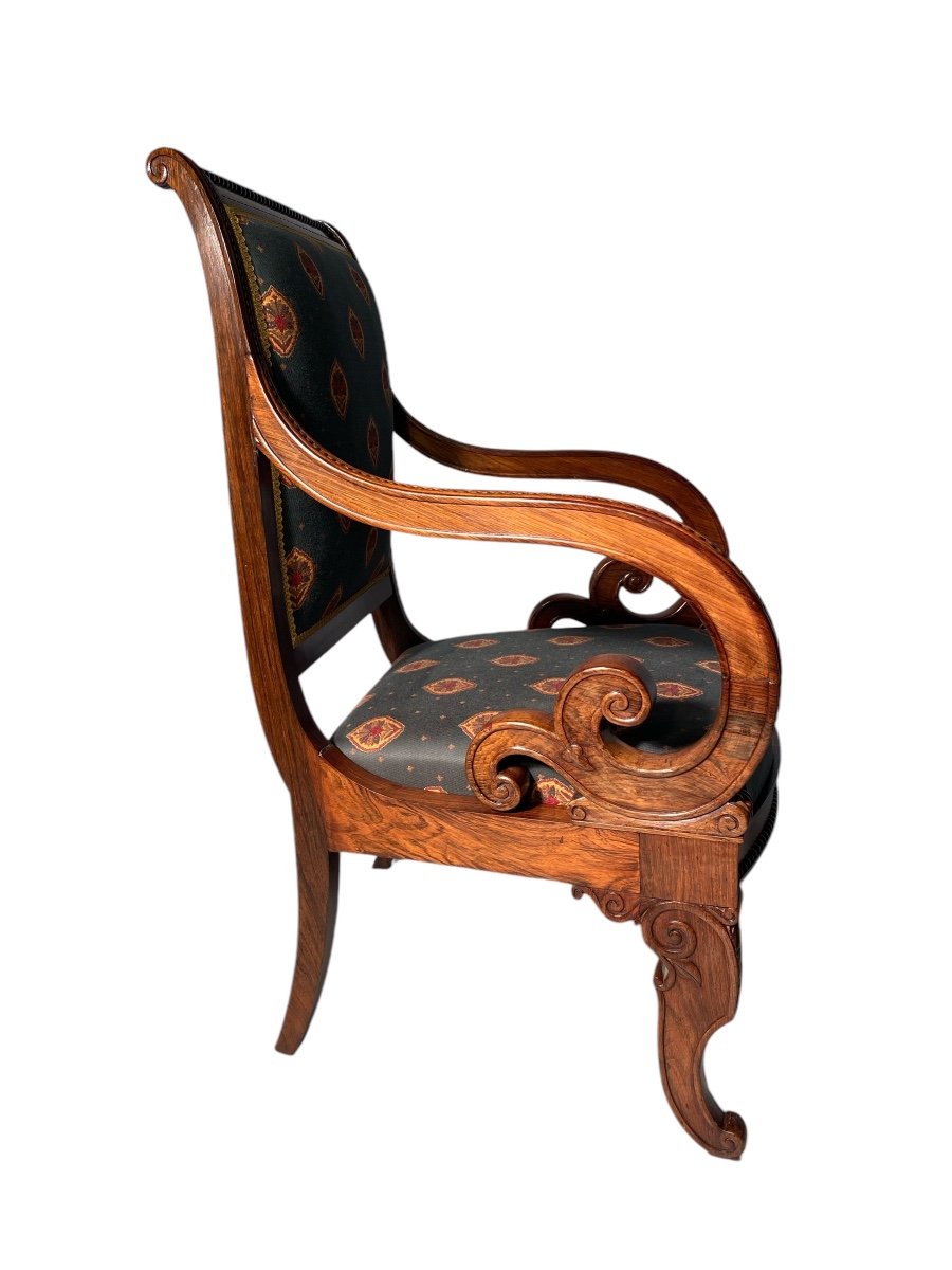 Rare Fauteuil En Palissandre XIXème-photo-2