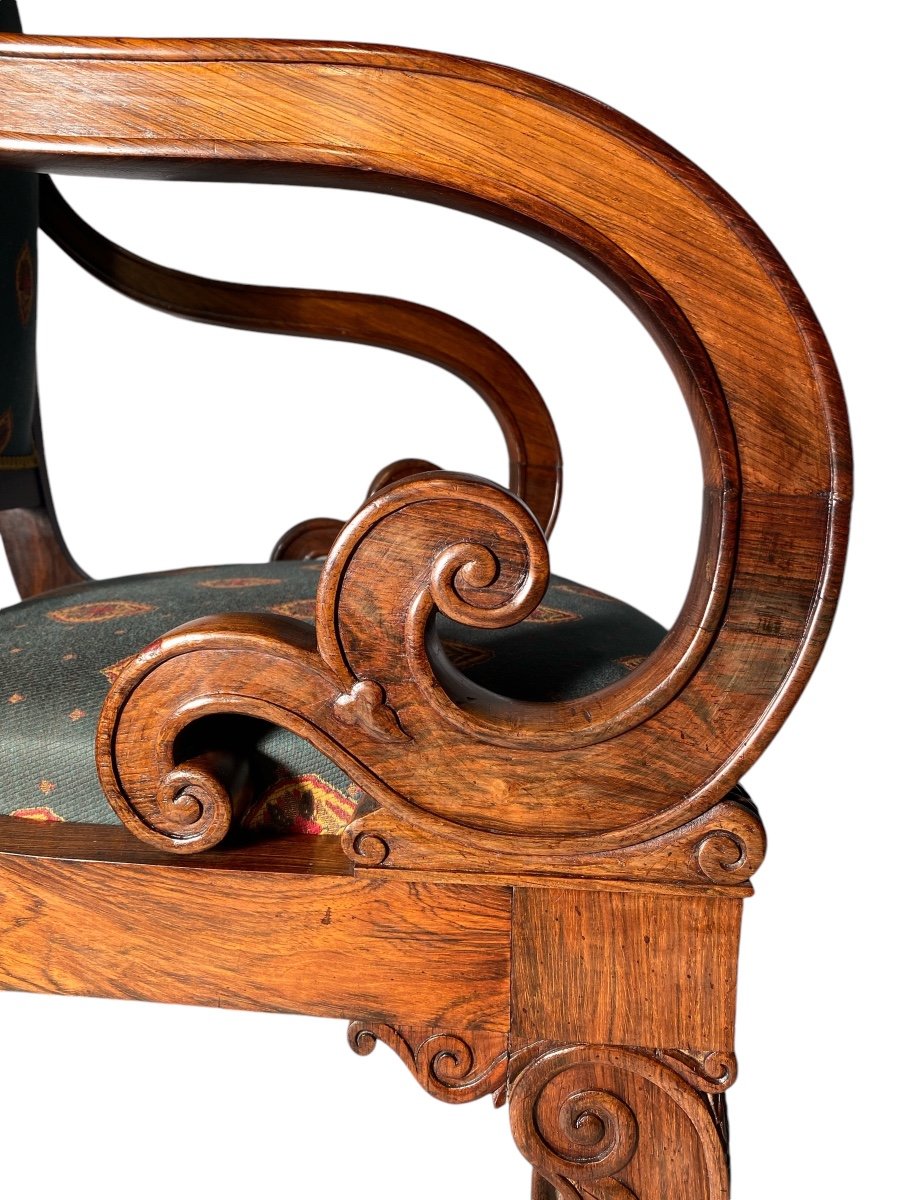 Rare Fauteuil En Palissandre XIXème-photo-3