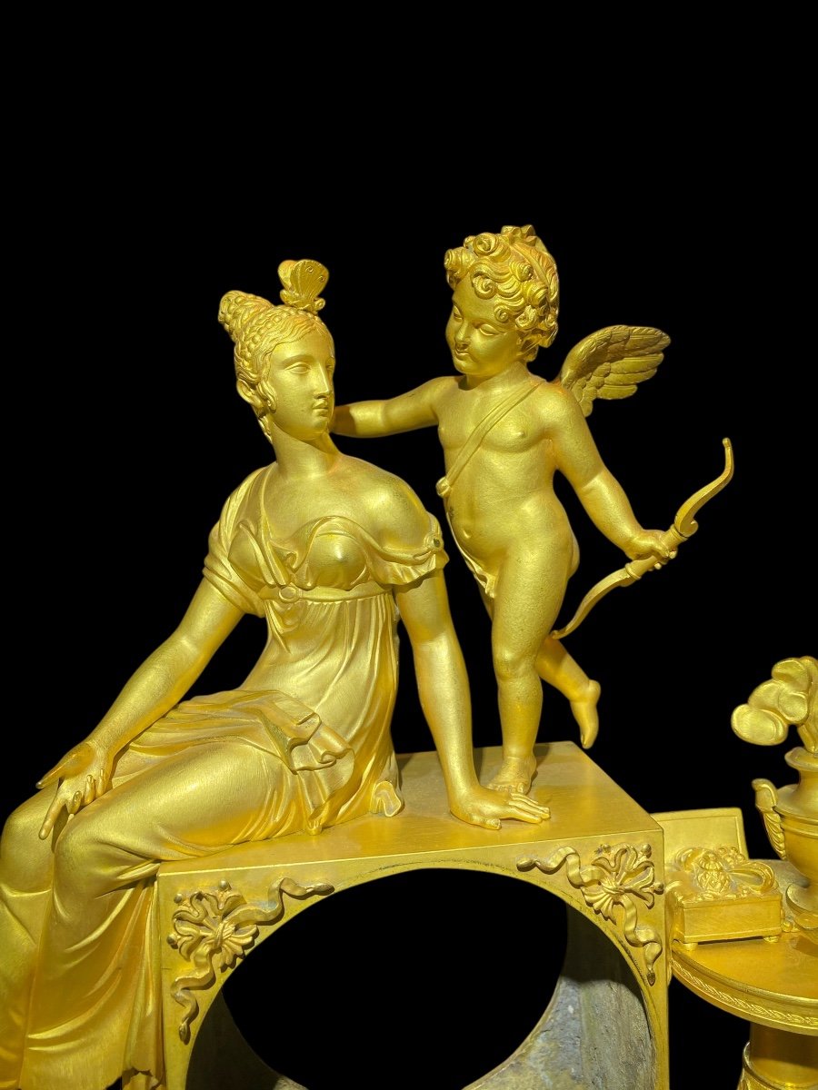 Pendule En Bronze Doré D’époque Empire -photo-3