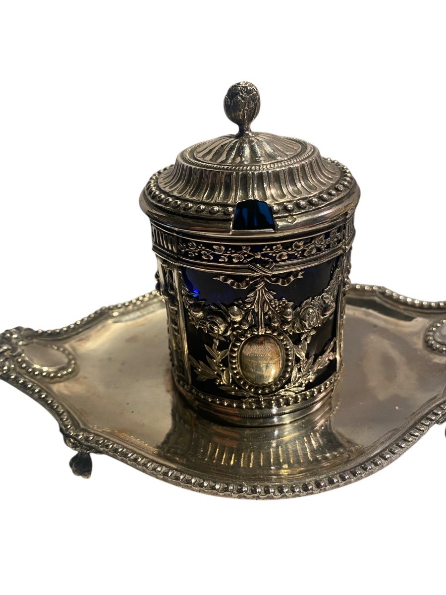 Moutardier En Argent D’époque Louis XVI Travail Parisien -photo-3