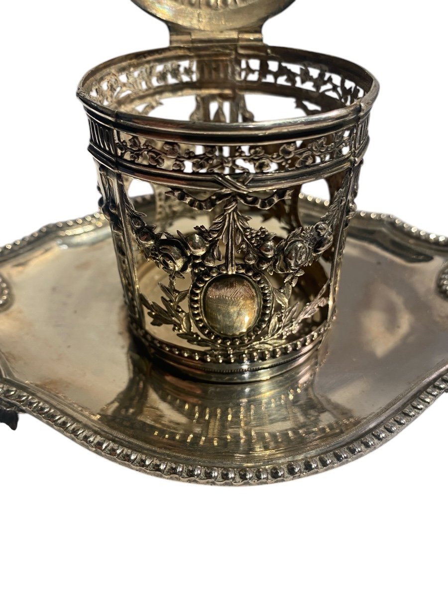 Moutardier En Argent D’époque Louis XVI Travail Parisien -photo-4