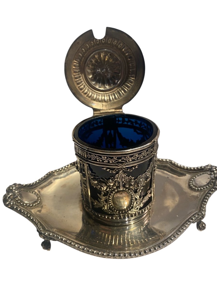 Moutardier En Argent D’époque Louis XVI Travail Parisien -photo-4