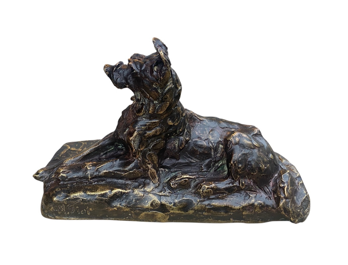 Chien  en bronze par Maximilien  FIOT