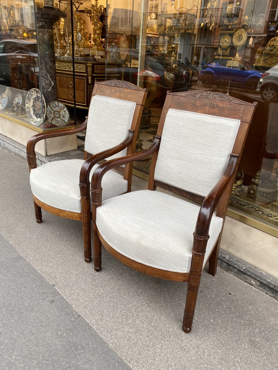 Belle paire de fauteuils d’epoque Empire-photo-2
