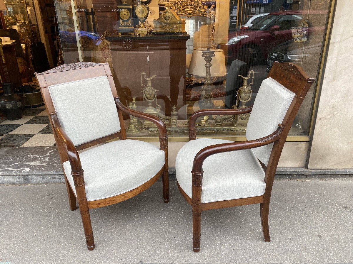Belle paire de fauteuils d’epoque Empire-photo-8