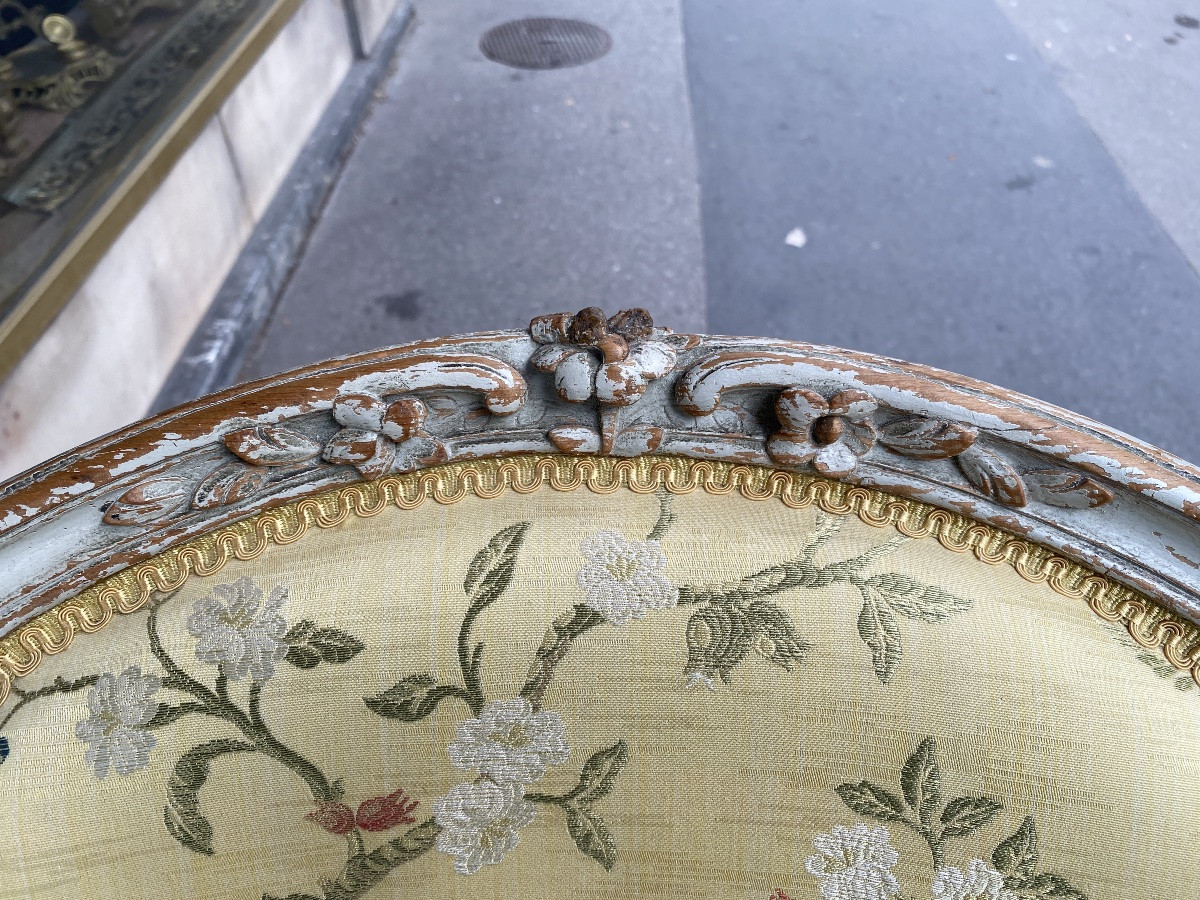 Paire de fauteuils en bois laqué de style Louis XV-photo-3