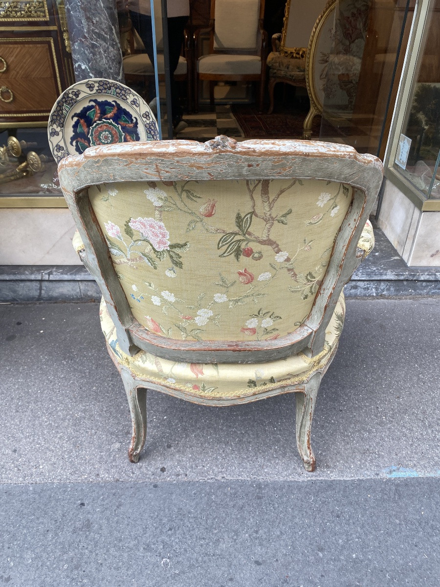 Paire de fauteuils en bois laqué de style Louis XV-photo-3