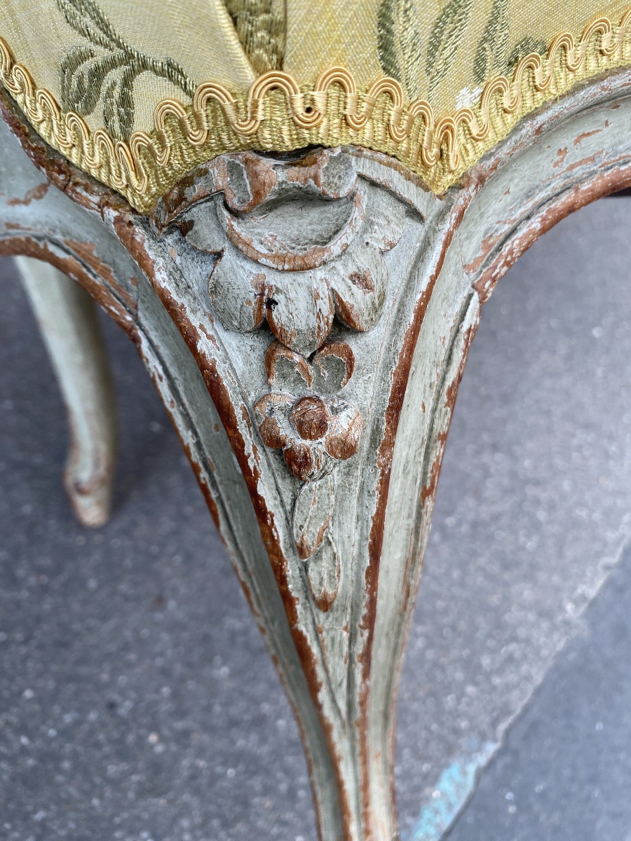 Paire de fauteuils en bois laqué de style Louis XV-photo-4