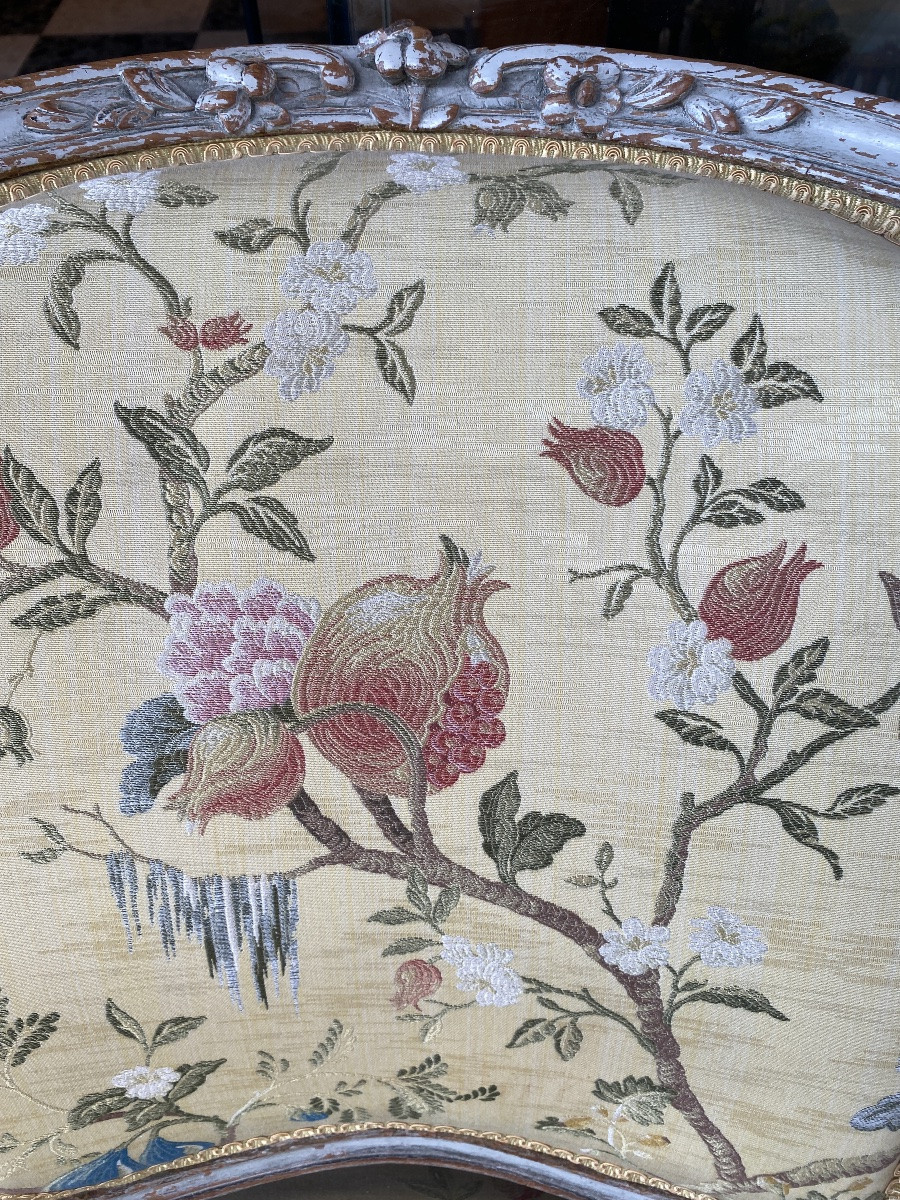 Paire de fauteuils en bois laqué de style Louis XV-photo-7