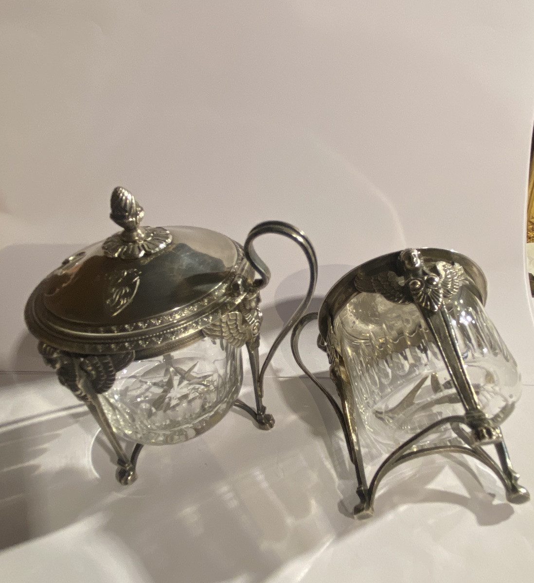 Pair Of Silver Mustard Pots, 1st Rooster-photo-2