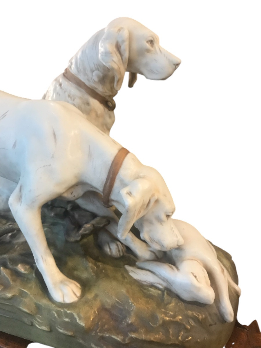 Two. Royal Dux Porcelain Hunting Dogs-photo-3