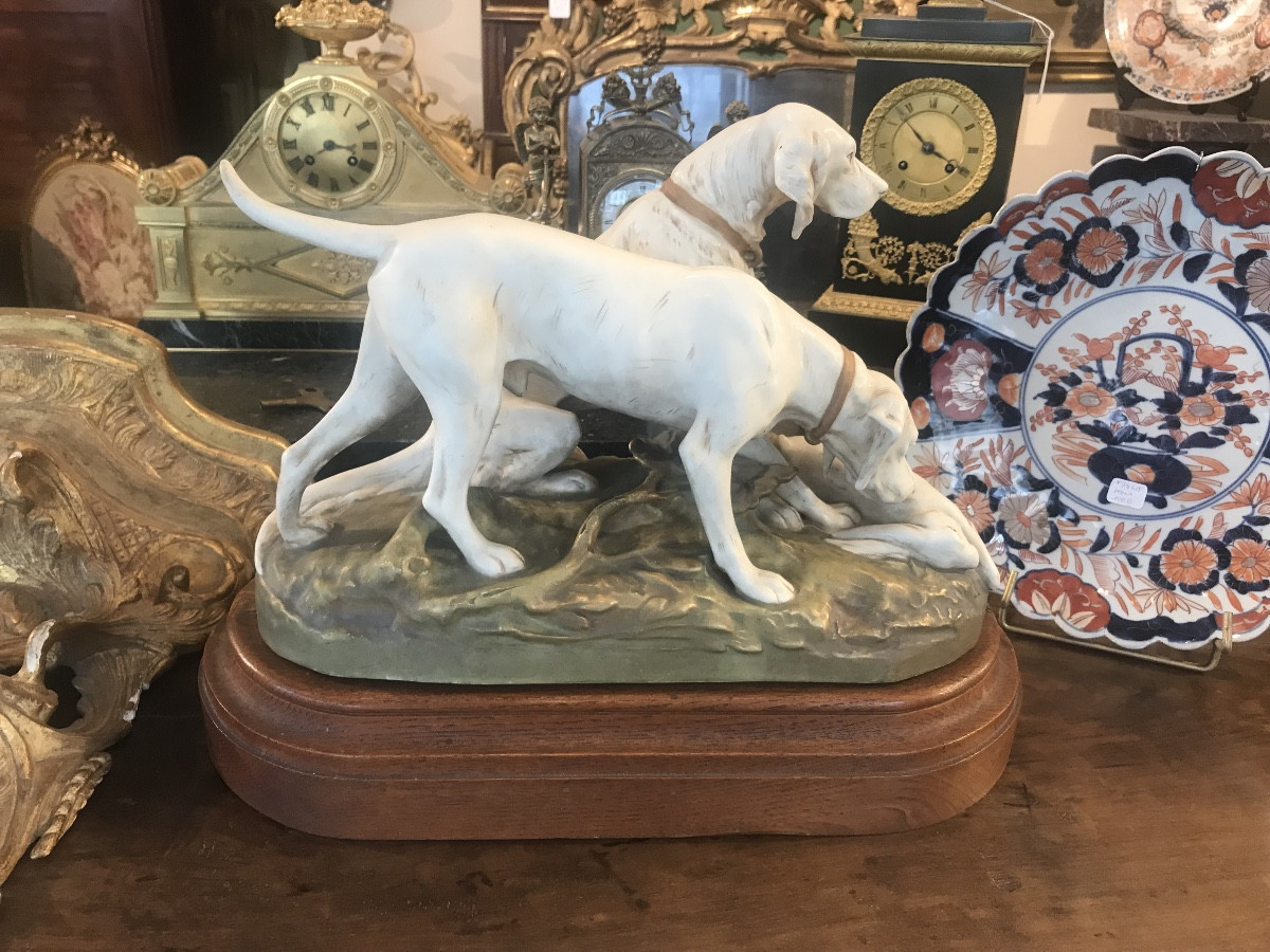 Two. Royal Dux Porcelain Hunting Dogs