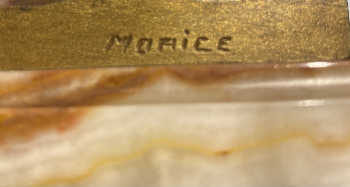 Vierge à l’enfant en bronze  chryséléphantin signé MORICE-photo-3