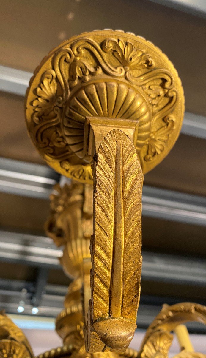 Lustre En Bronze Doré à huit bras  De Style Louis XIV-photo-4