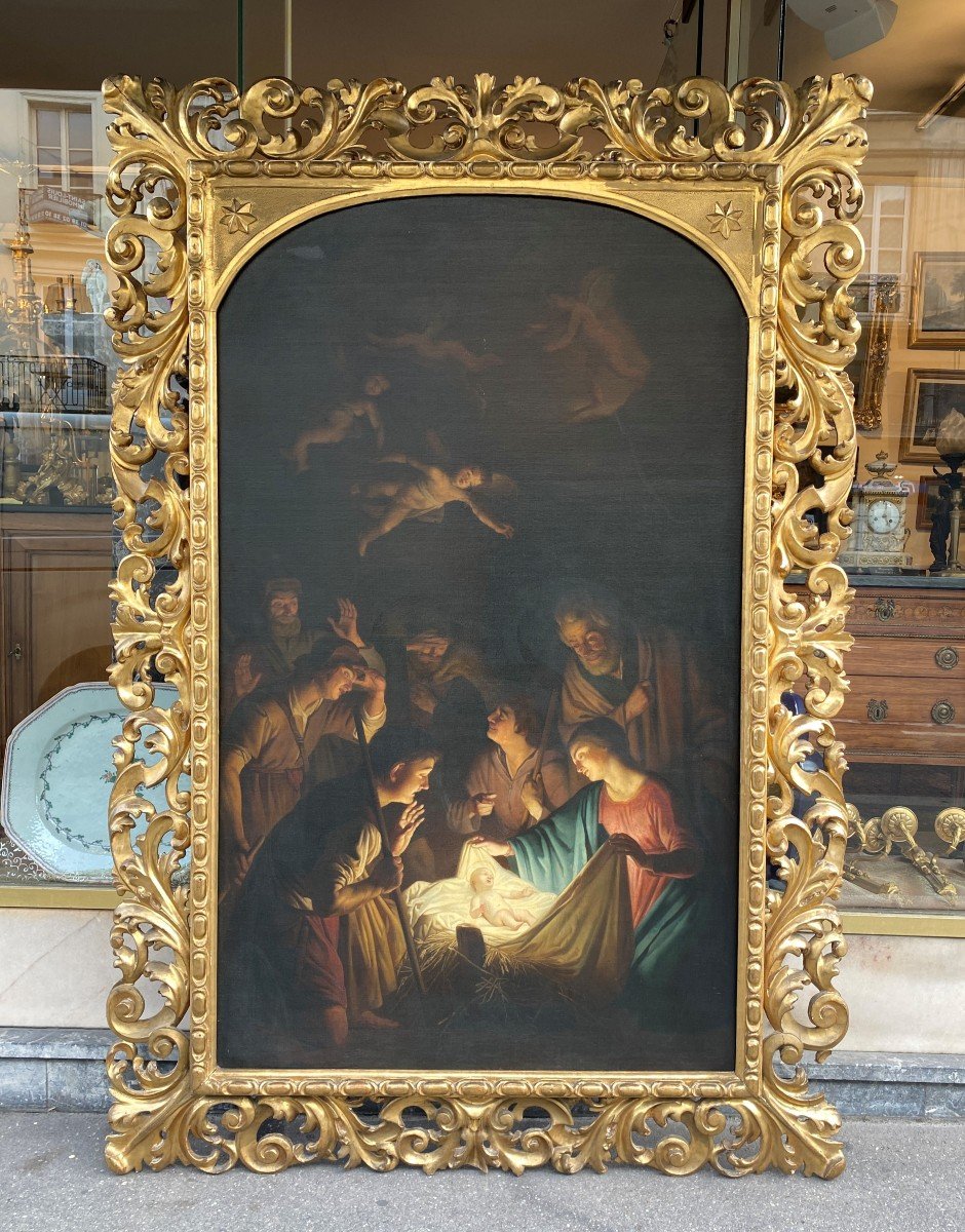 Grand Tableau L’adoration Des Bergers 