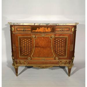 Marquetry Commode In The Style Of Jean Henri Riesener