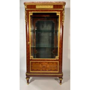 Napoleon III Showcase In Marquetry And Gilt Bronzes Louis XVI Style