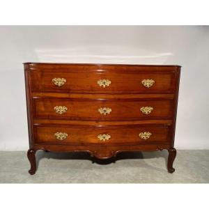 Commode In Molded Mahogany, Curved In Front, Probably English Work From The Eighteenth Century.