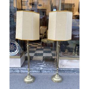 Paire de lampadaires en bronze