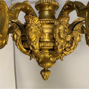 Lustre En Bronze Doré à huit bras  De Style Louis XIV