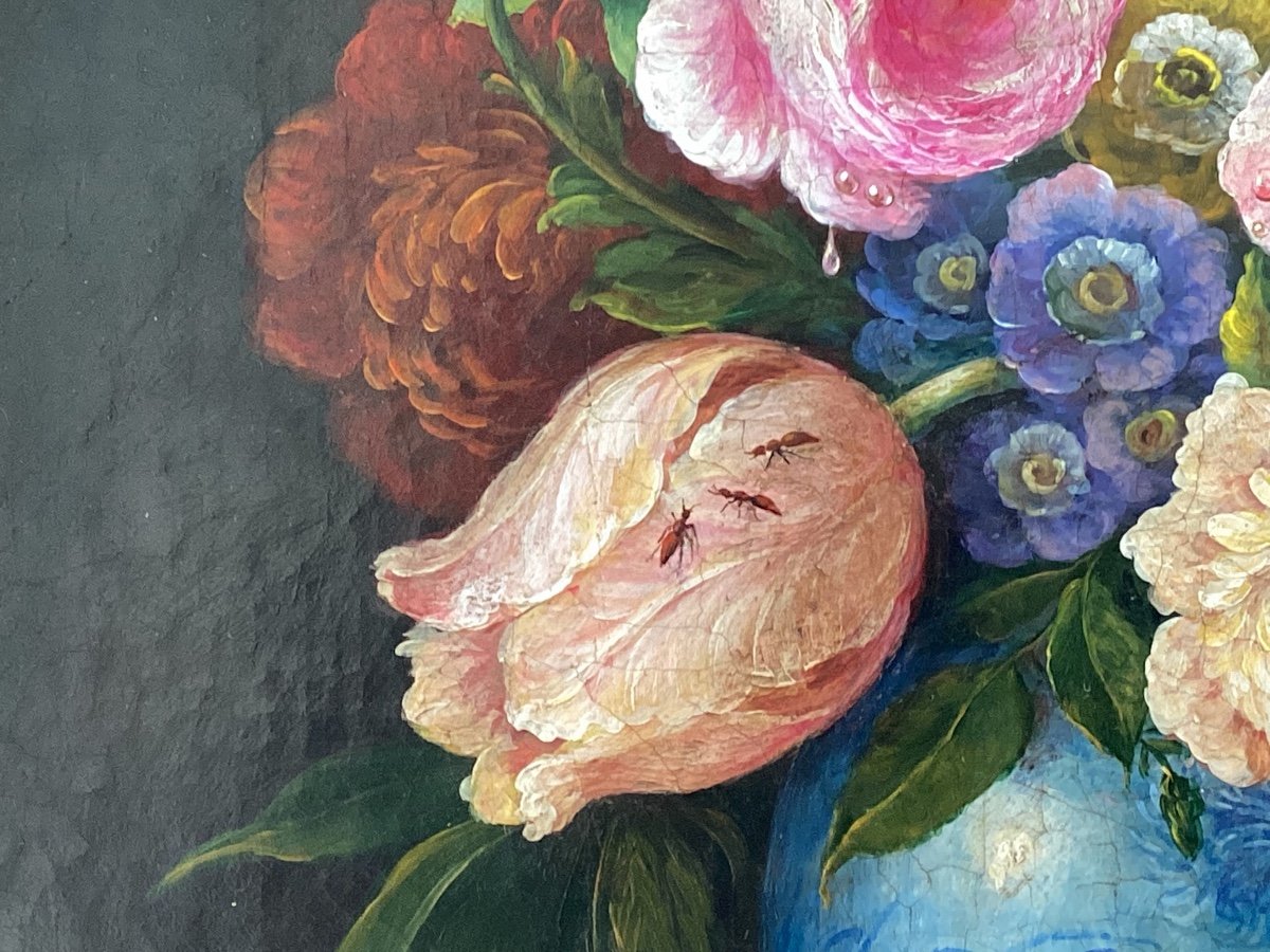 Peinture « bouquet De Fleurs « signée -photo-1