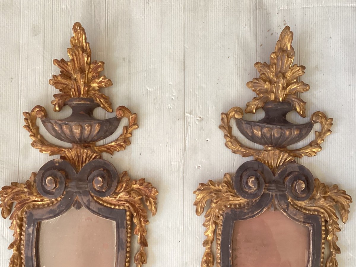 Pair Of Directoire Carved Wood Sconces-photo-2