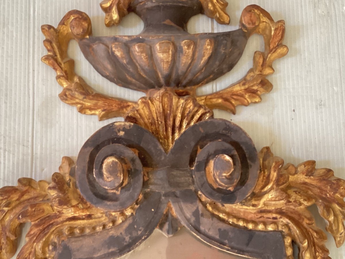 Pair Of Directoire Carved Wood Sconces-photo-1