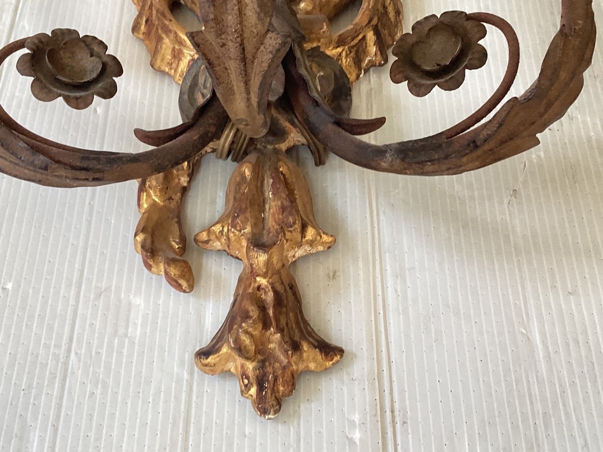 Pair Of Directoire Carved Wood Sconces-photo-3