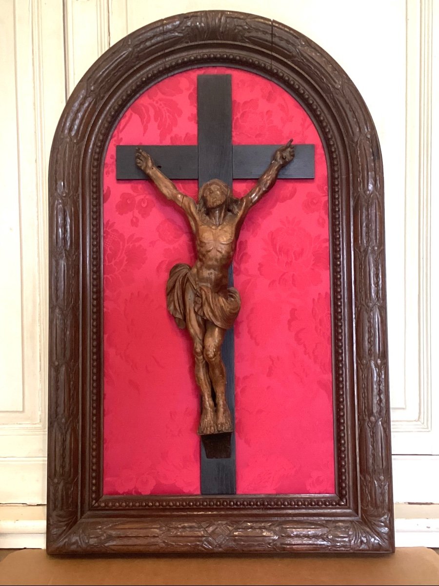Crucifix Encadré En Bois 