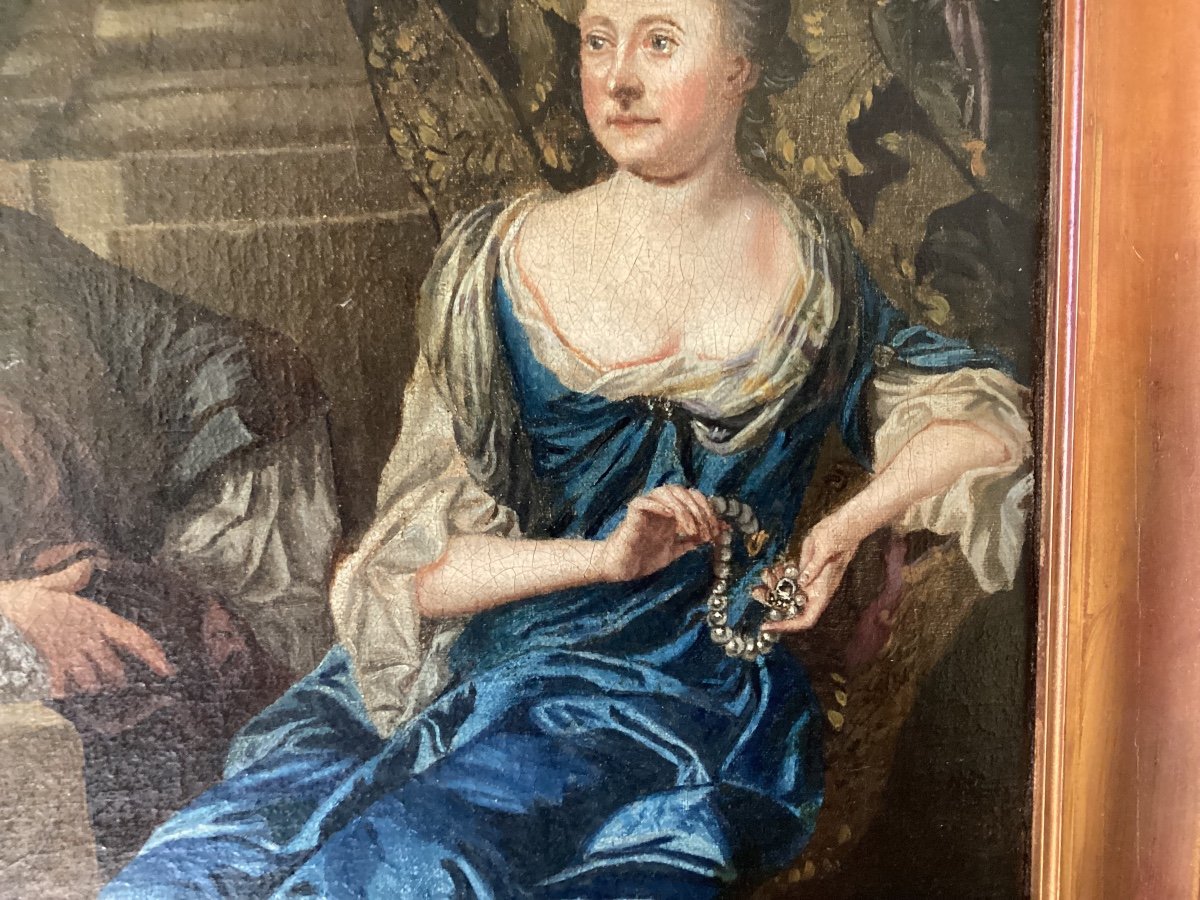 Portrait 18ème De Deux Nobles Anglais -photo-1