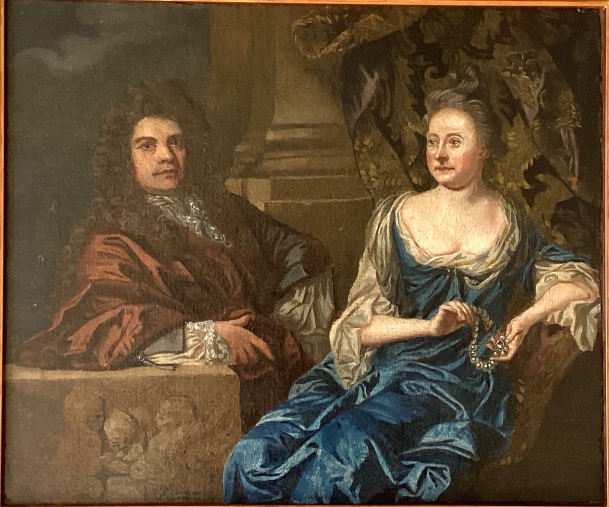 Portrait 18ème De Deux Nobles Anglais 