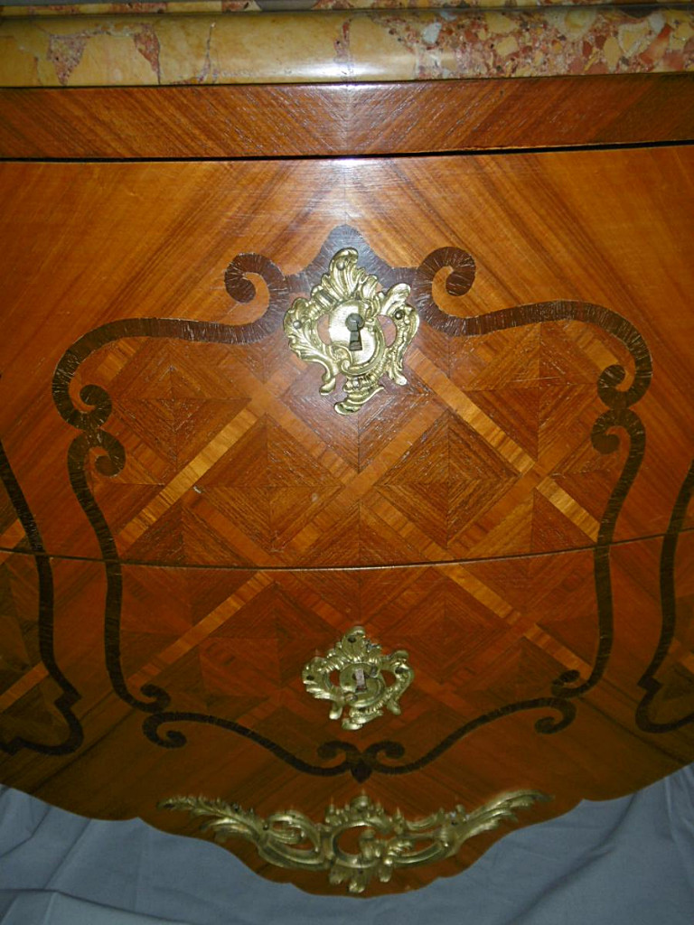 Inlaid Commode 2 Drawers Louis XV Style-photo-3