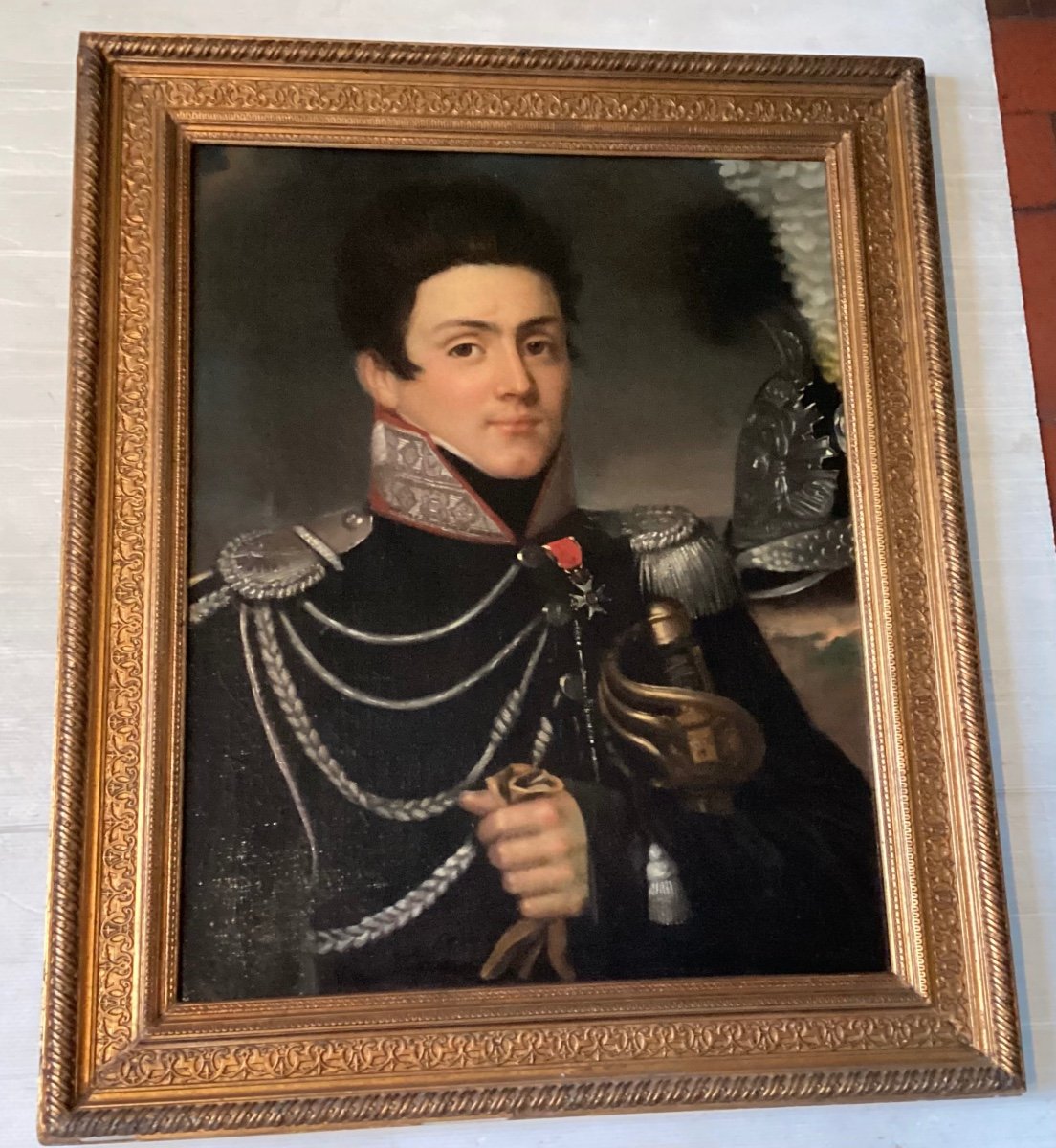 Huile Sur Toile Portrait D’officier 