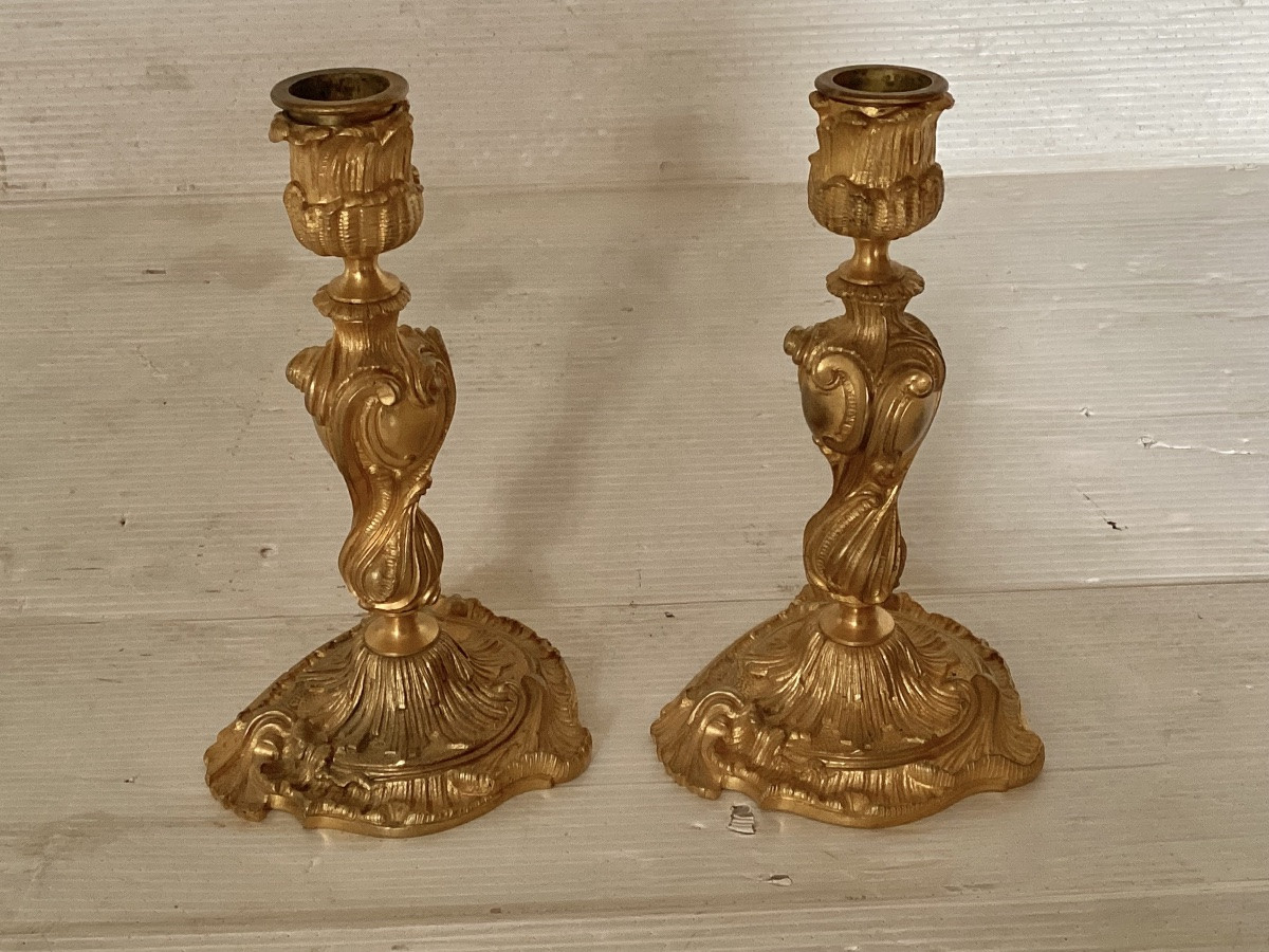 Pair Of Louis XV Candlesticks -photo-2
