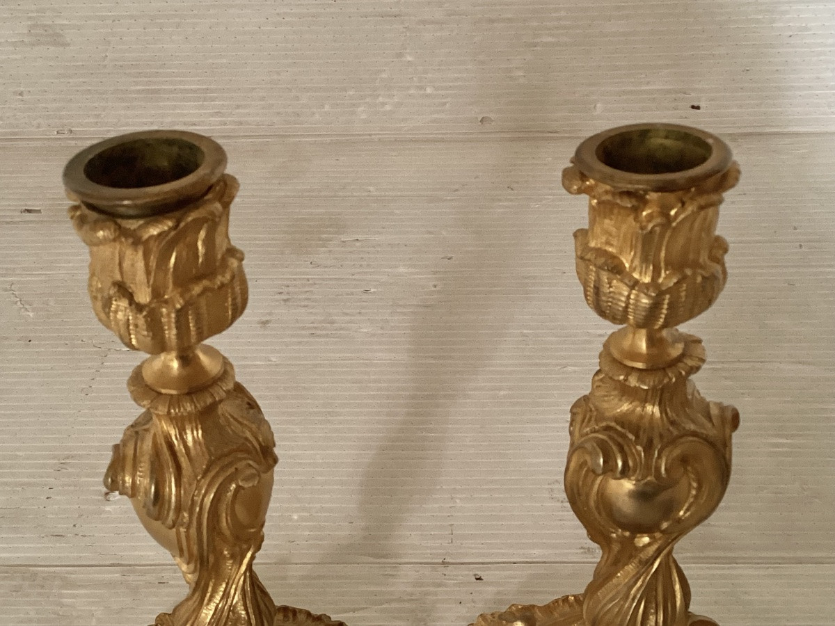 Pair Of Louis XV Candlesticks -photo-2